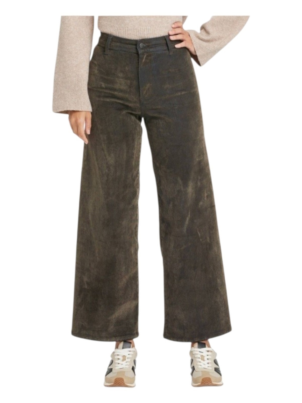 Women's High-Rise 14R Holiday Flocked Sailor Wide Leg Ankle Jeans